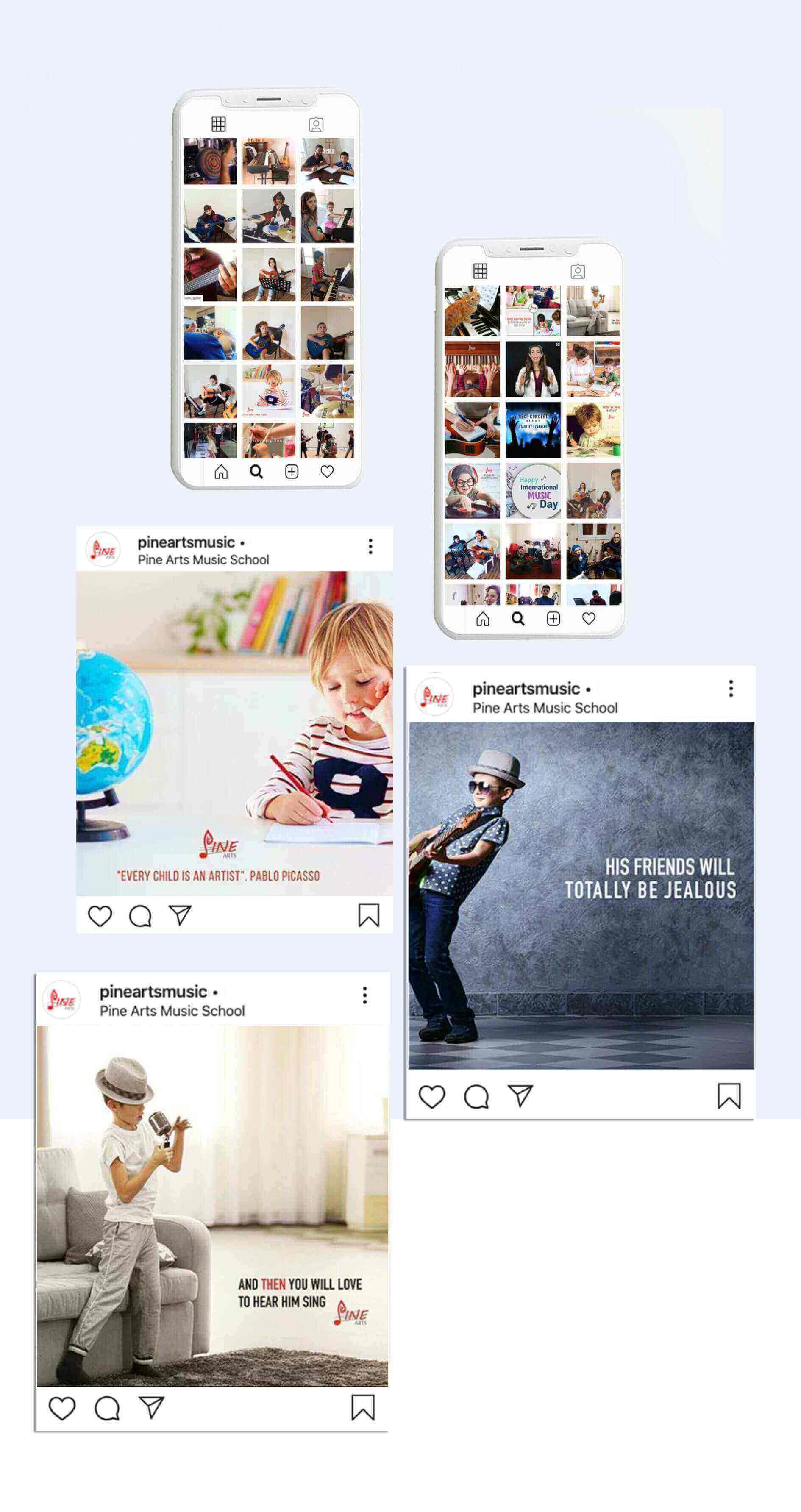 Pine Arts Music School social media marketing