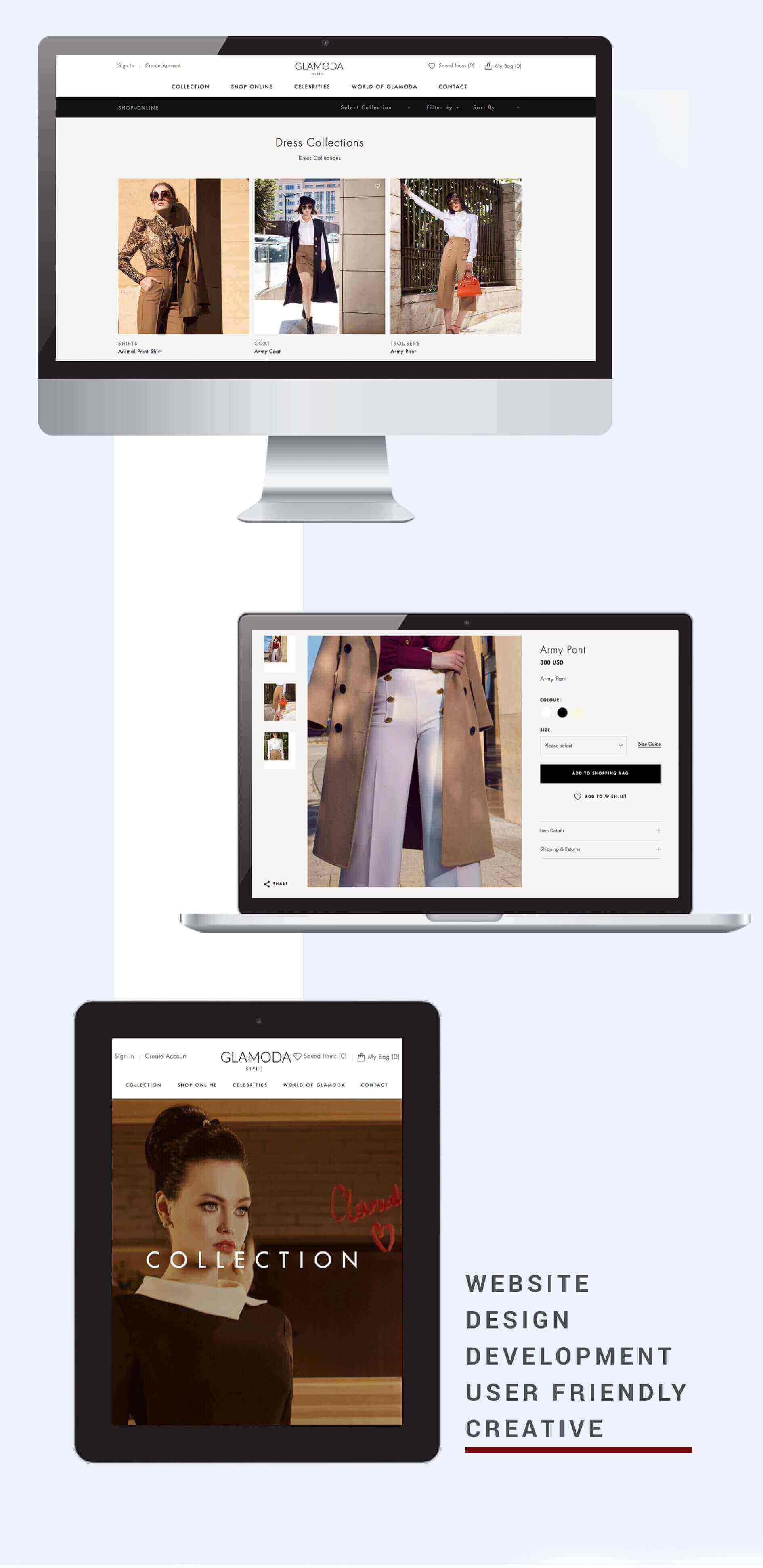 Custom Website for Glamoda Style