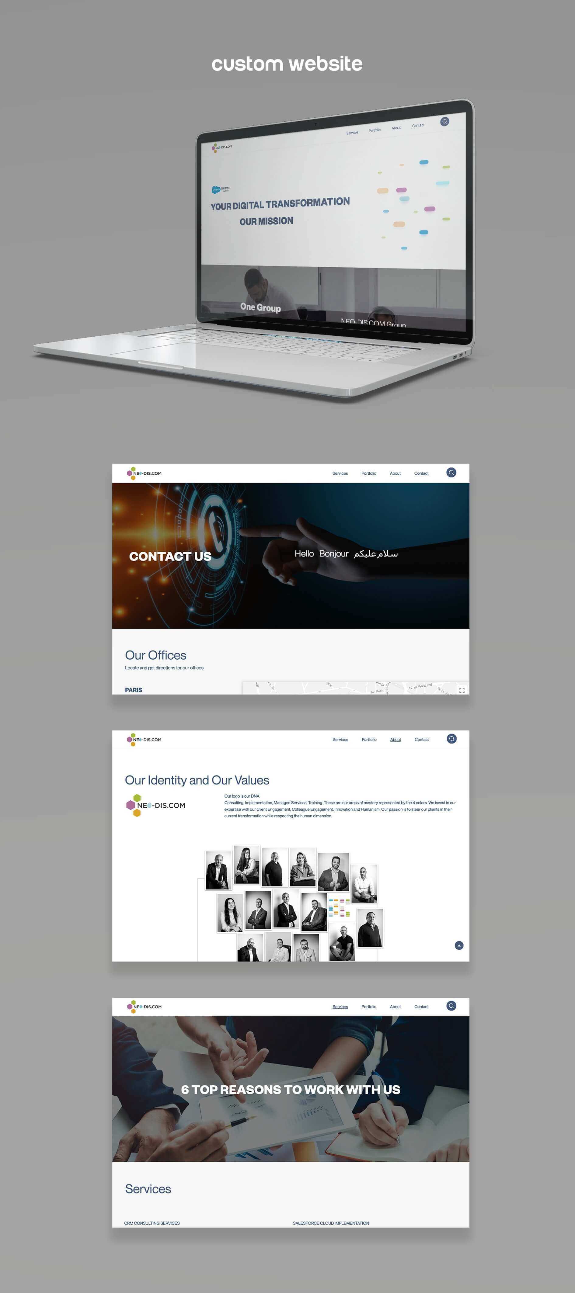 Custom website design and development for NEO-DIS