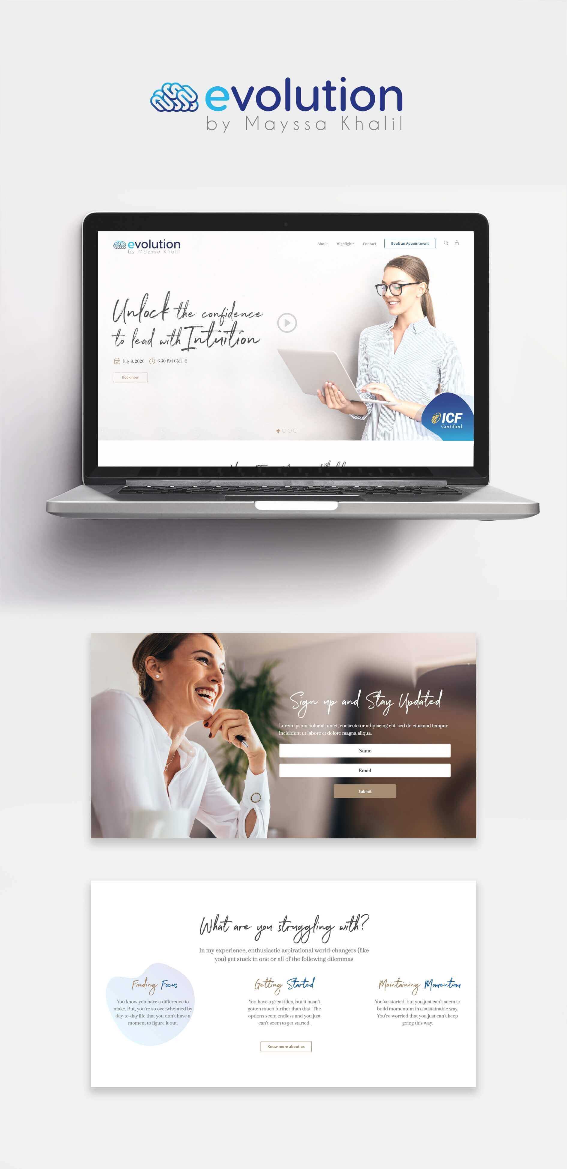 Custom website design and development for E-volution