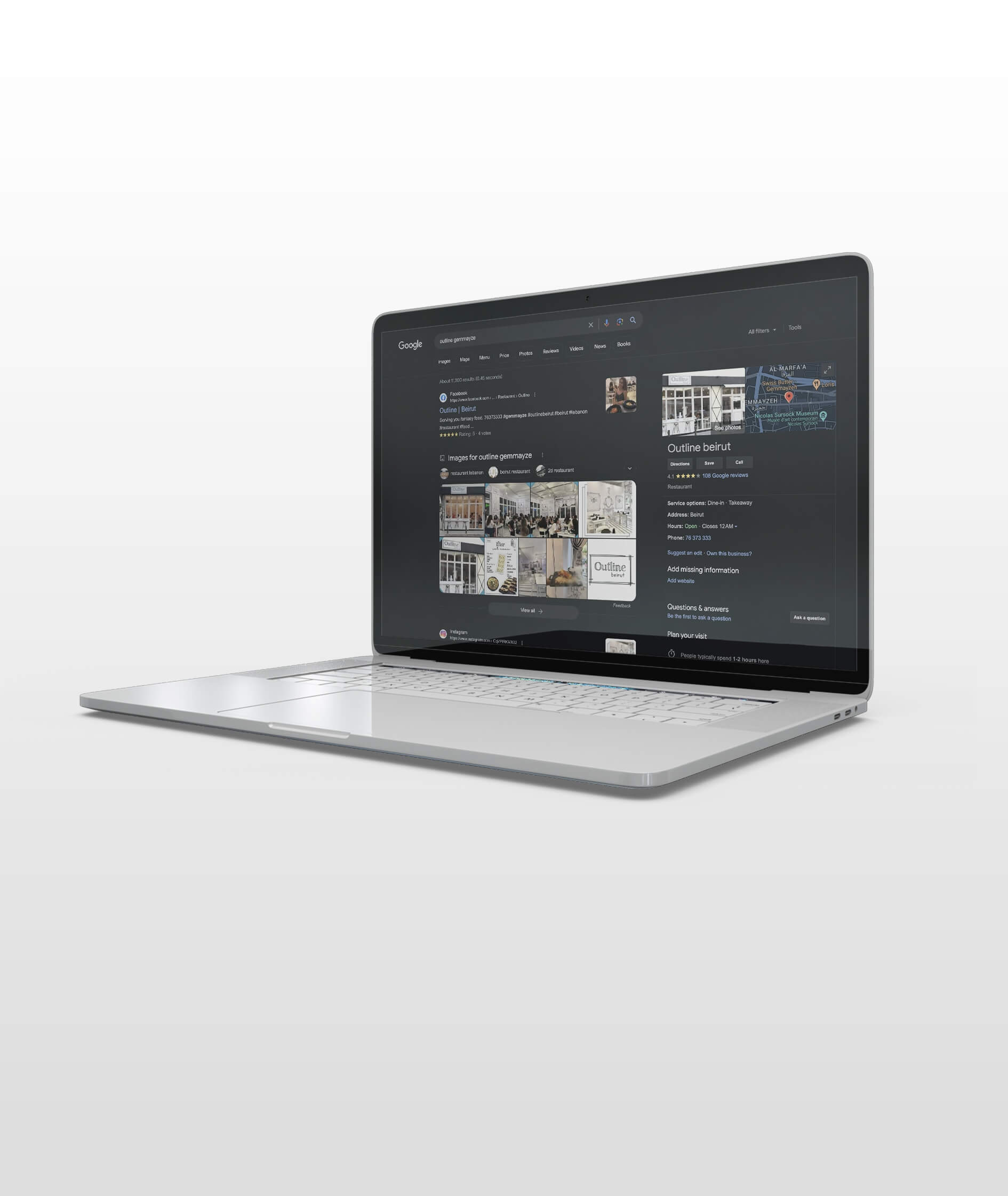 إدارة إعلانات جوجل لمطعم أوتلاين في لبنان