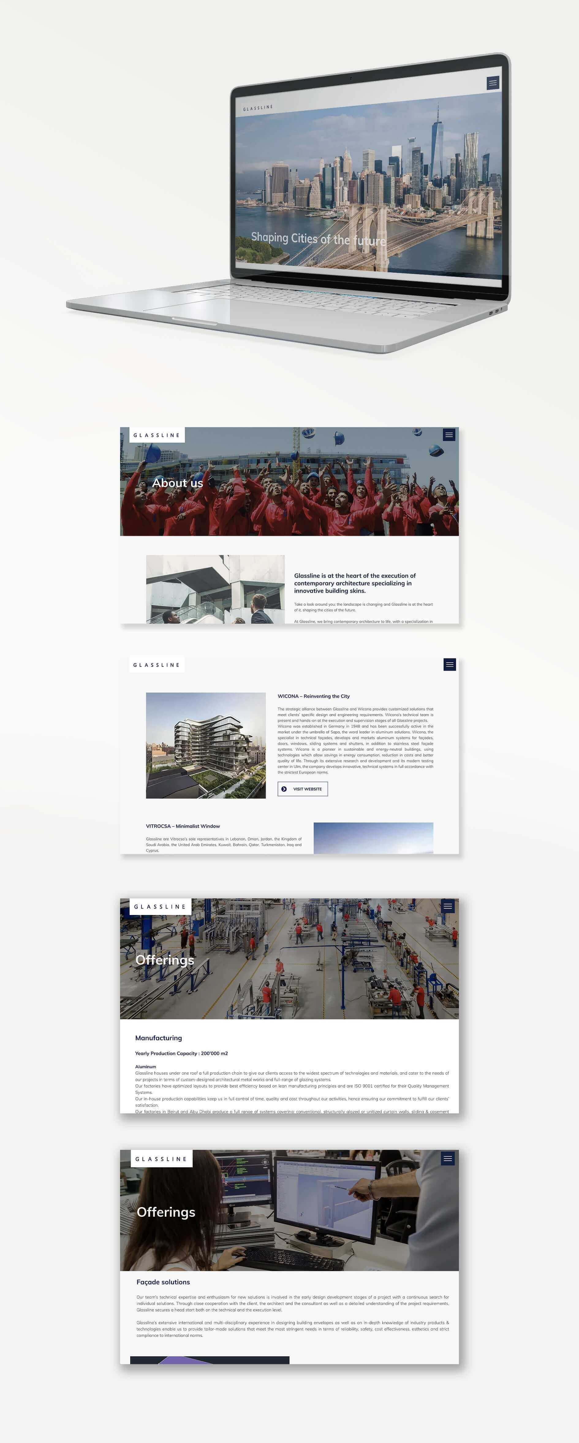 Template website for Glassline Industries in Lebanon