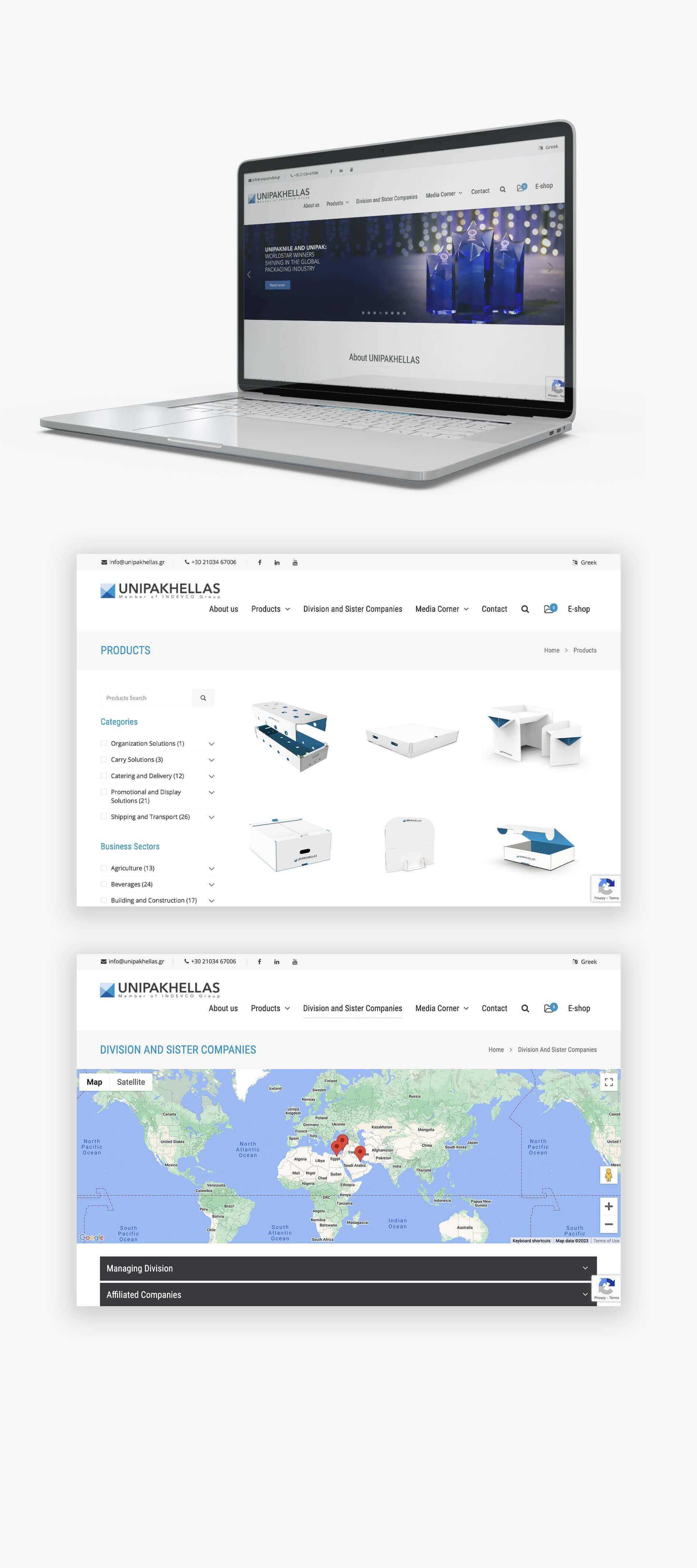 Website hosting for Unipak Hellas in Greece