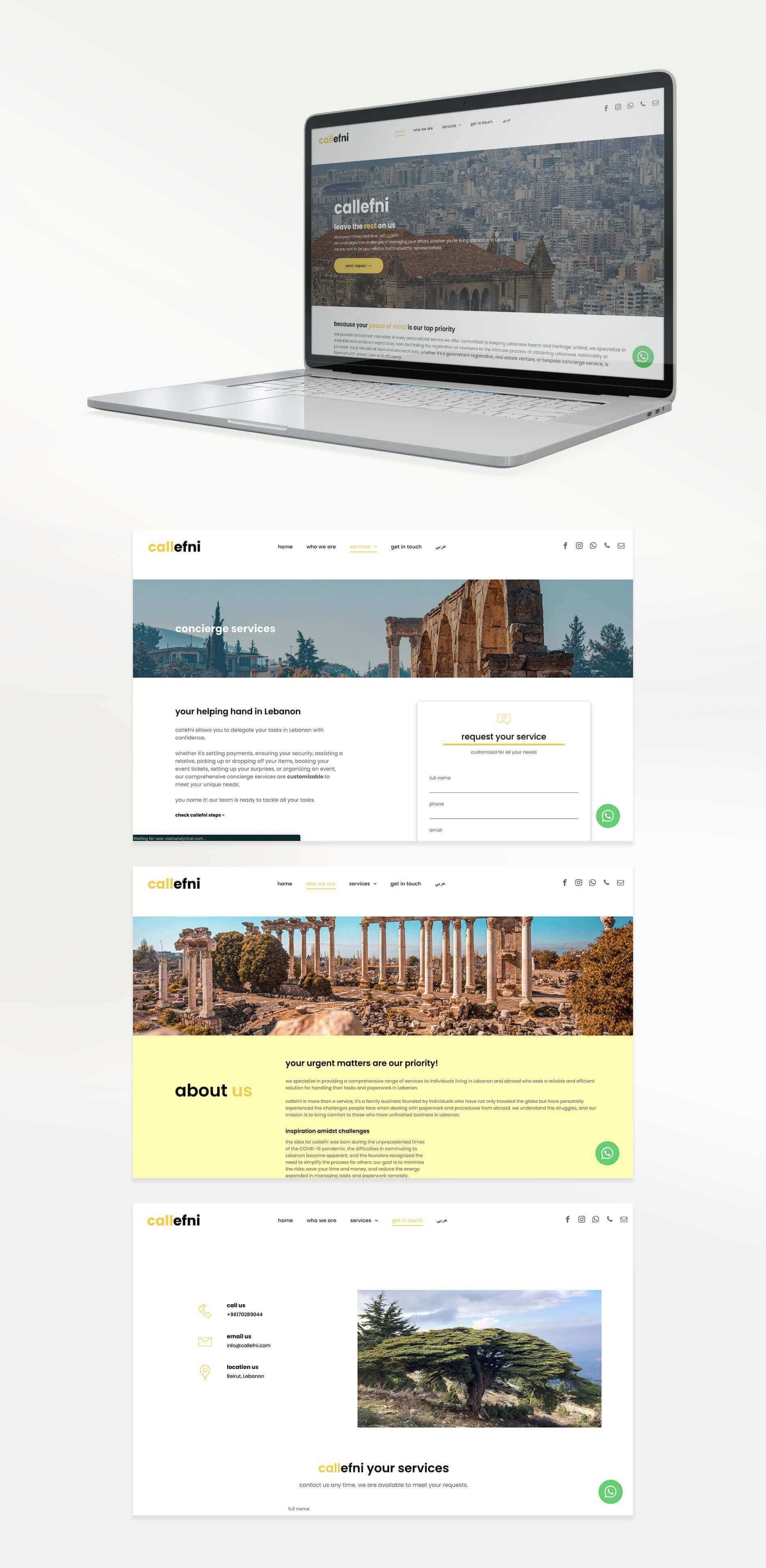 Template website setup for Callefni in Lebanon