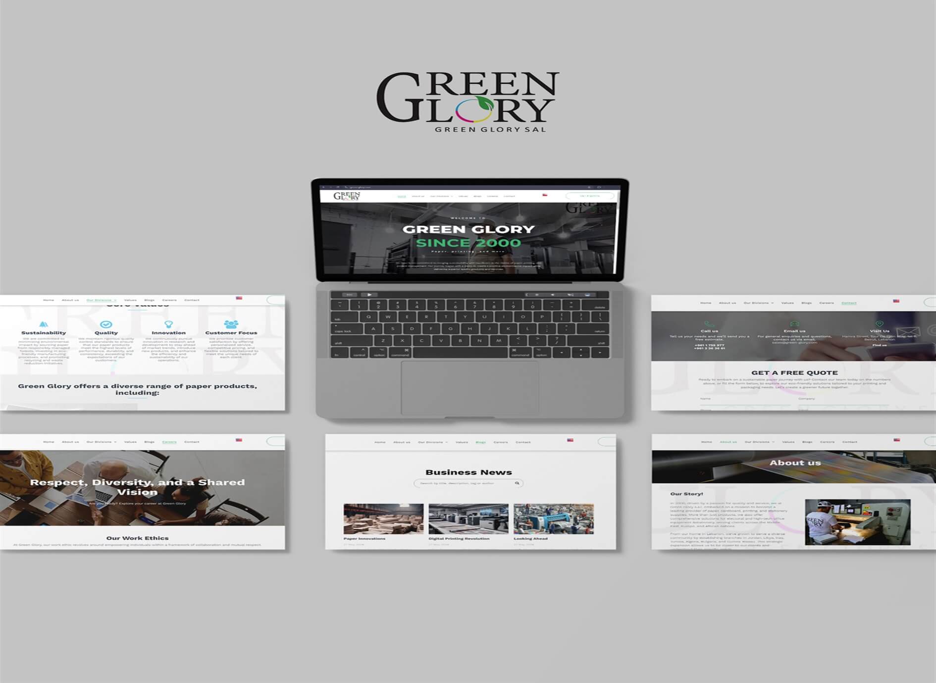 Template website setup for Green Glory in Lebanon