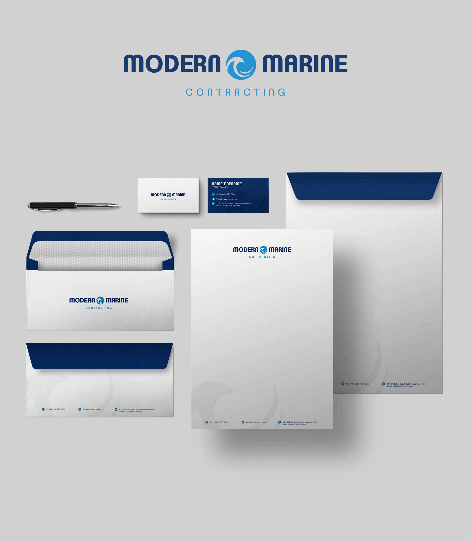 Logo design and branding for Modern marine in U.A.E.