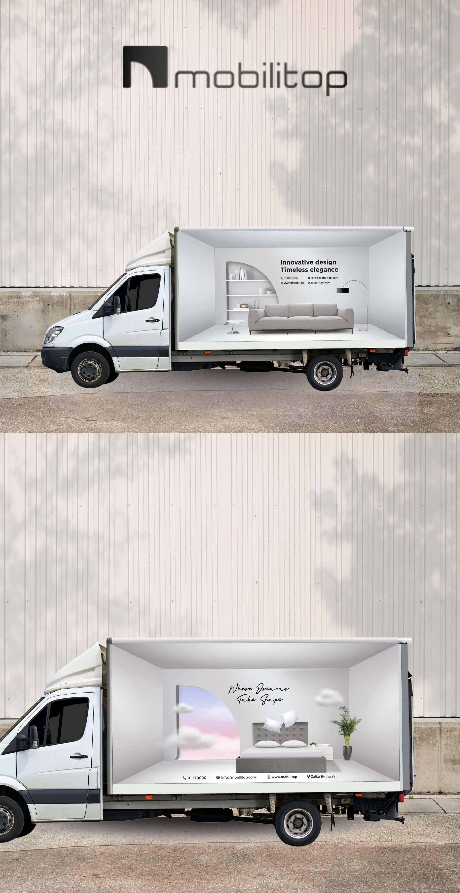 Truck advertisement design for Mobilitop in Lebanon