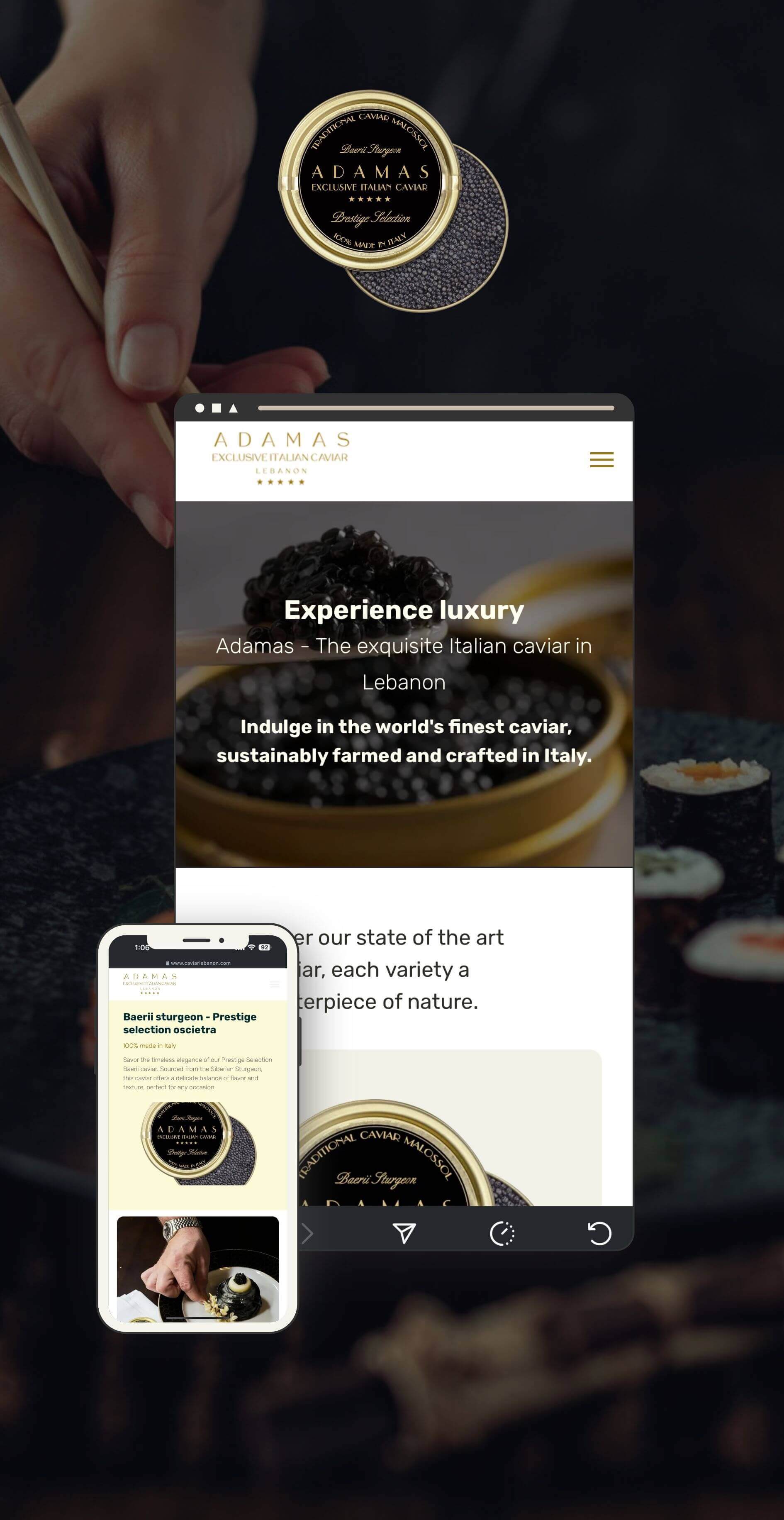 Template Website for Adamas Caviar in Lebanon