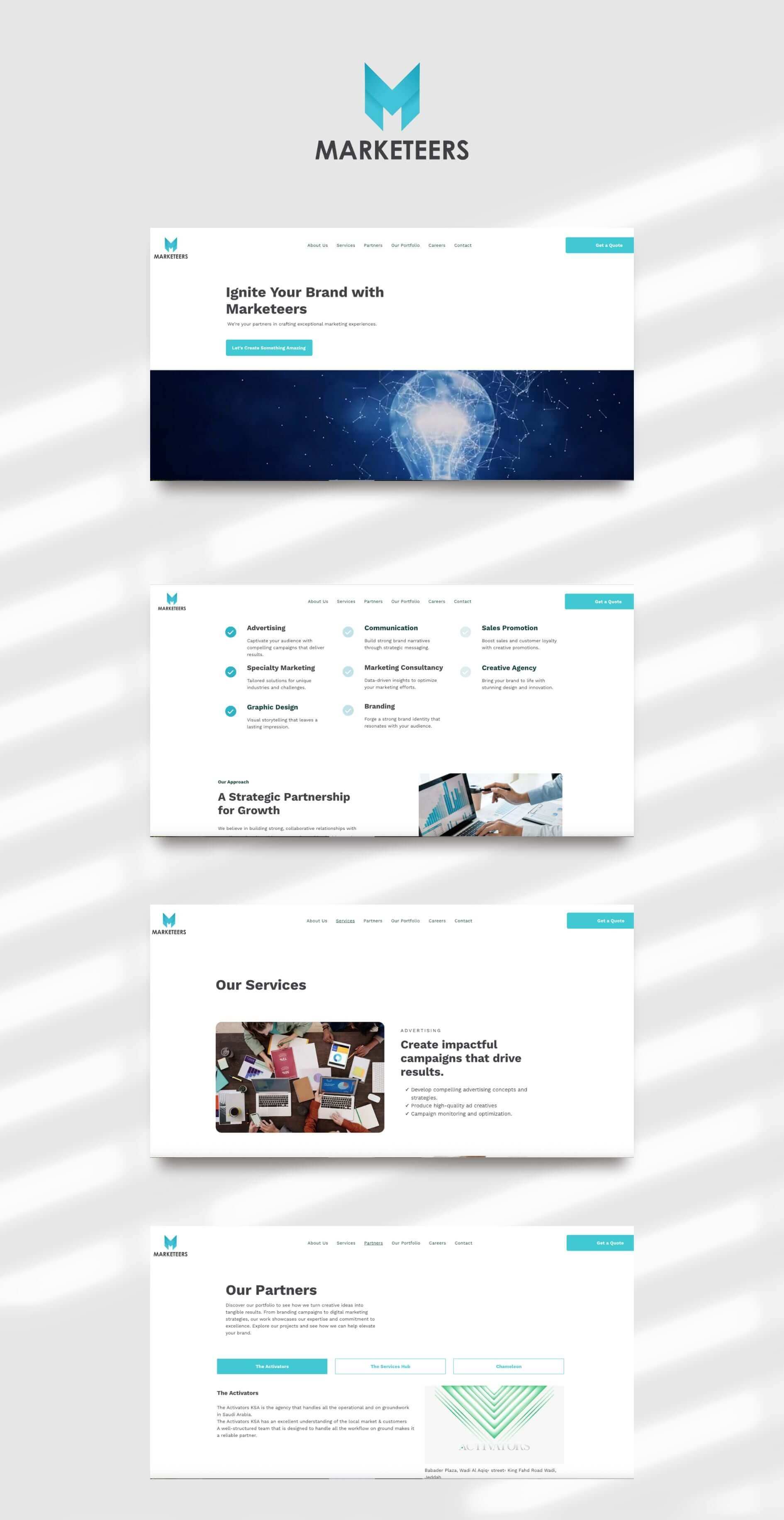 Template website setup for The Marketeers in U.A.E.