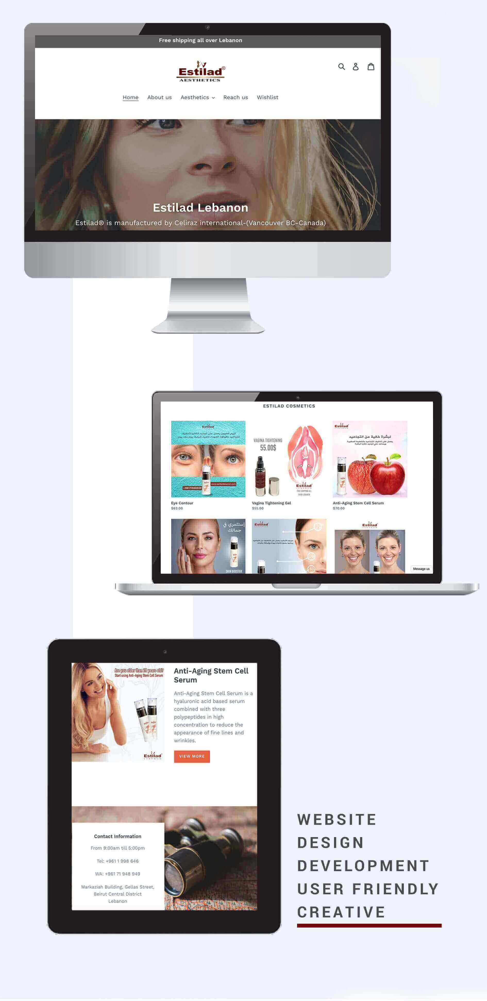 Shopify website for Estilad Lebanon