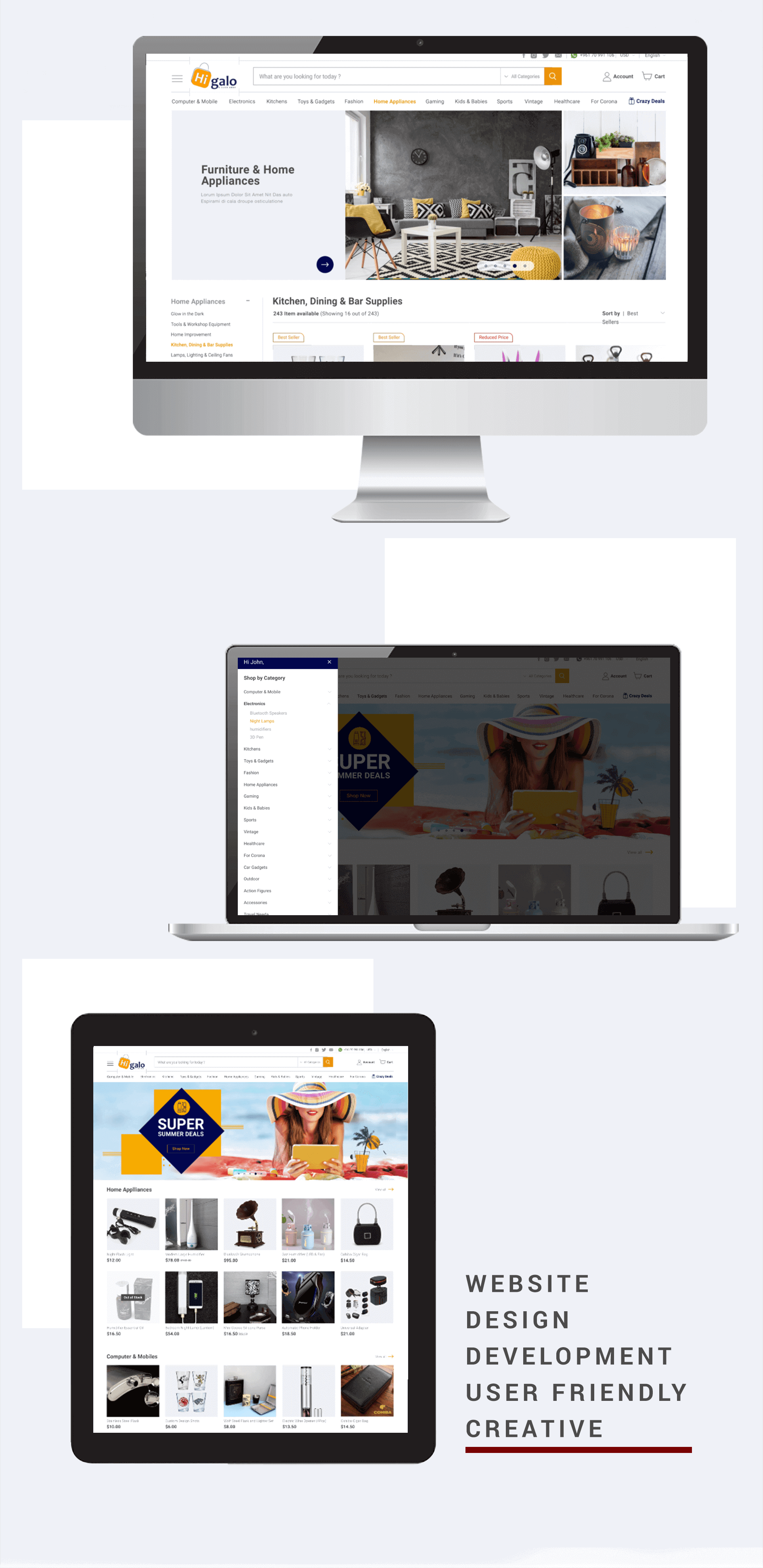 Web design and development for Higalo