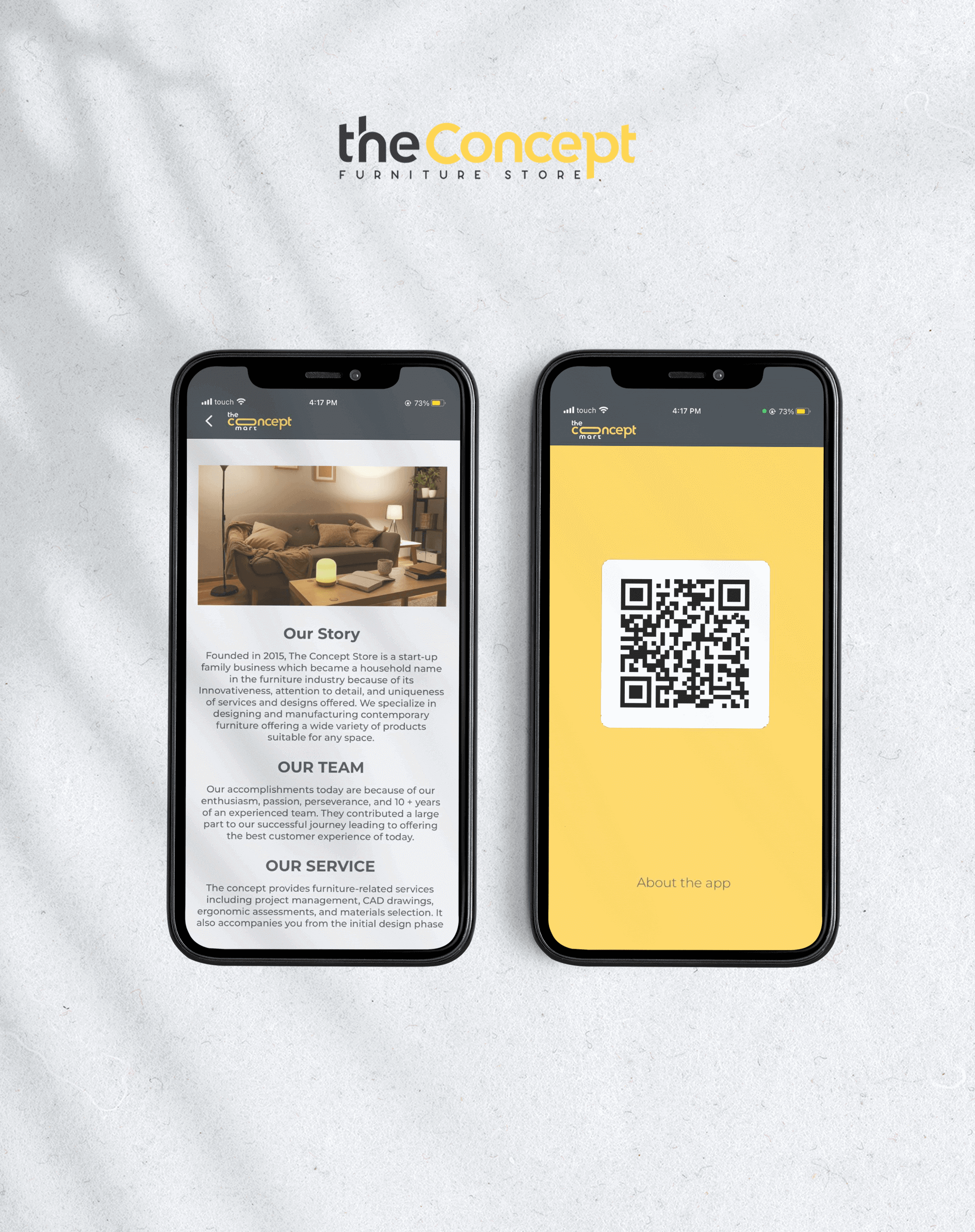 Custom Mobile Application design and development for The Concept Furniture Store in Lebanon