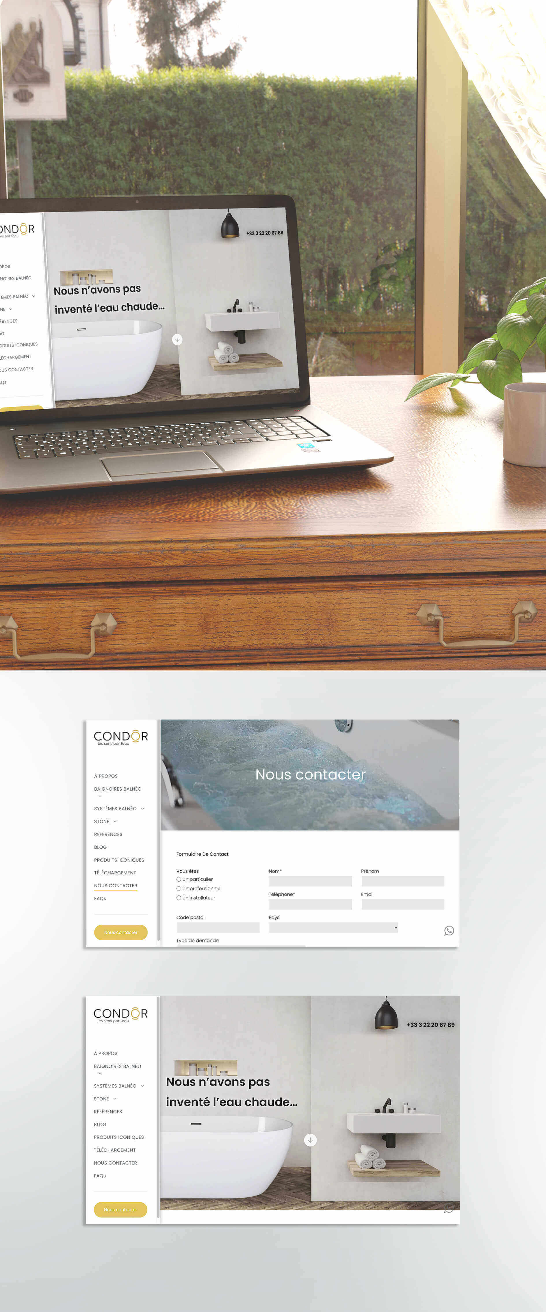 Template website setup for Condor Balneo in France