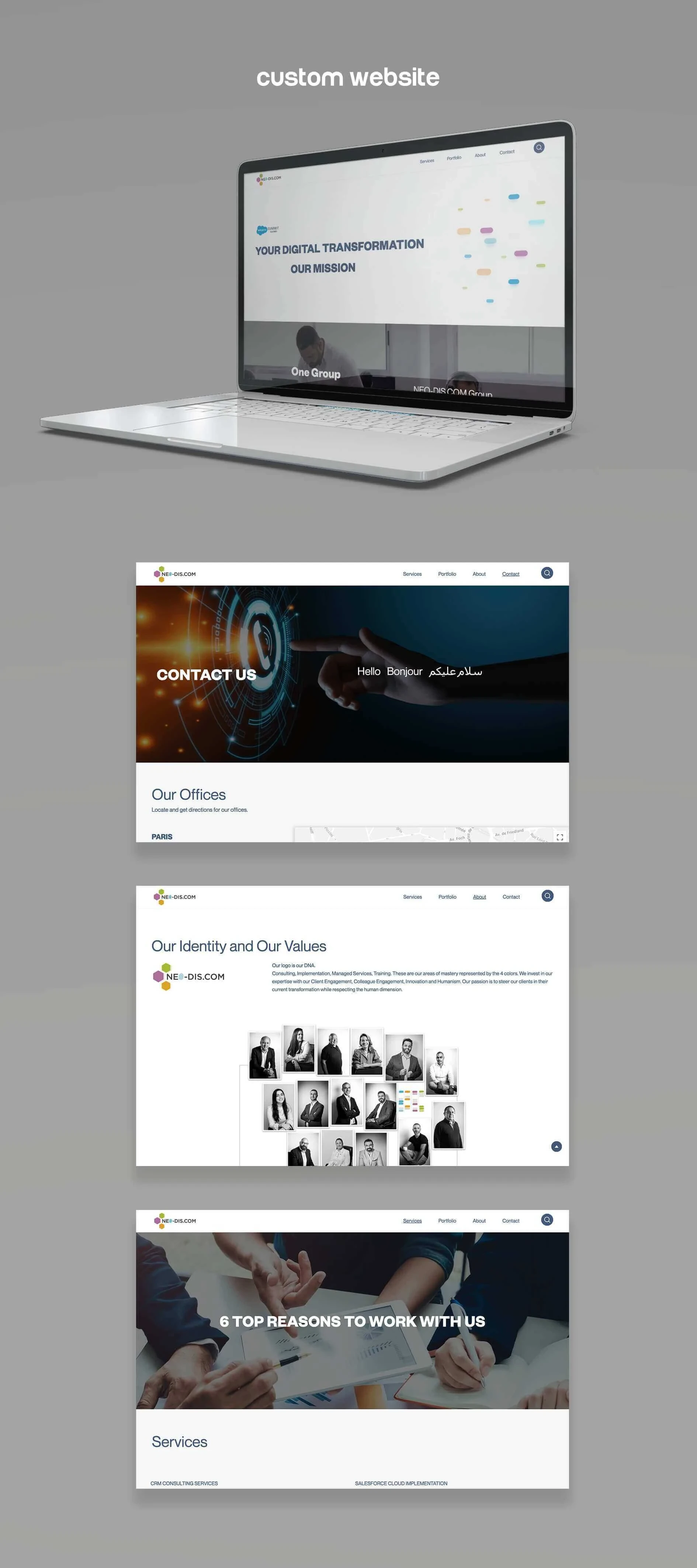 Custom website design and development for NEO-DIS