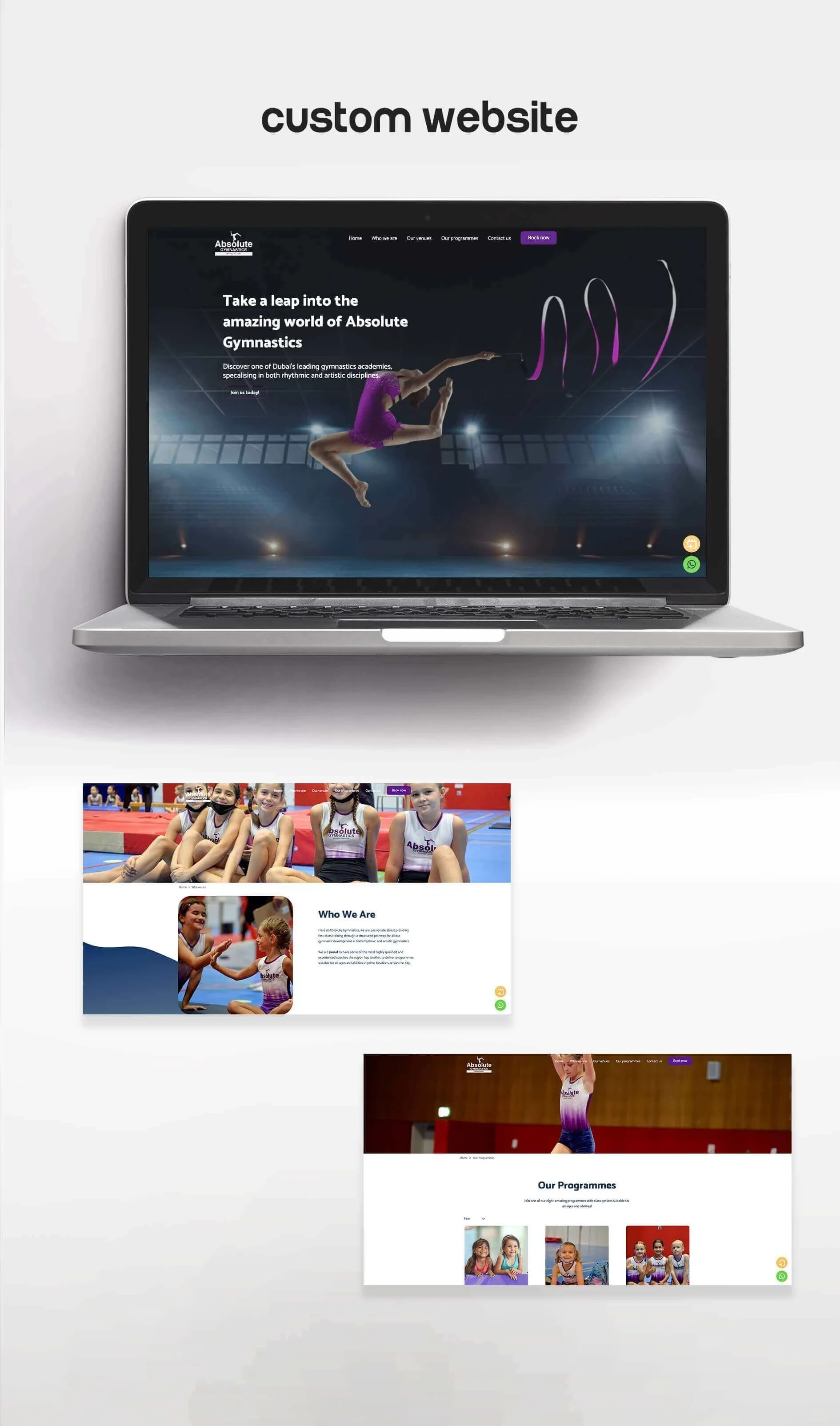 Website design and development for Absolute Gymnastics in U.A.E.