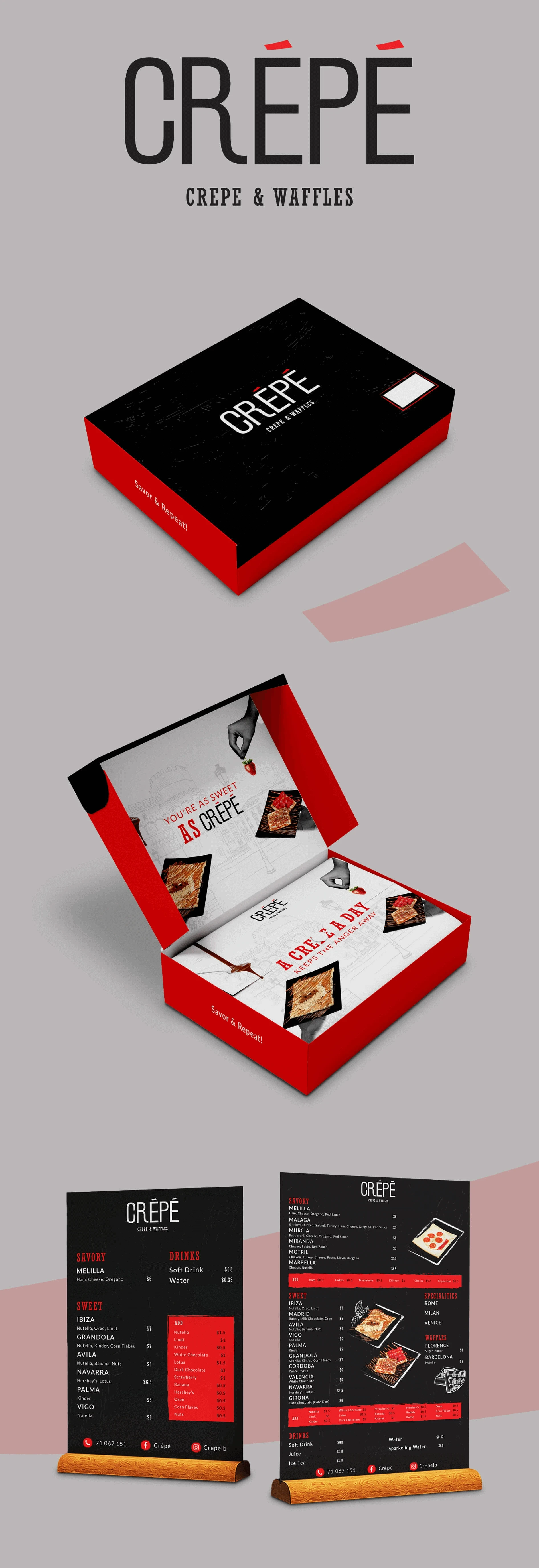 Branding designs for Crepe in Lebanon