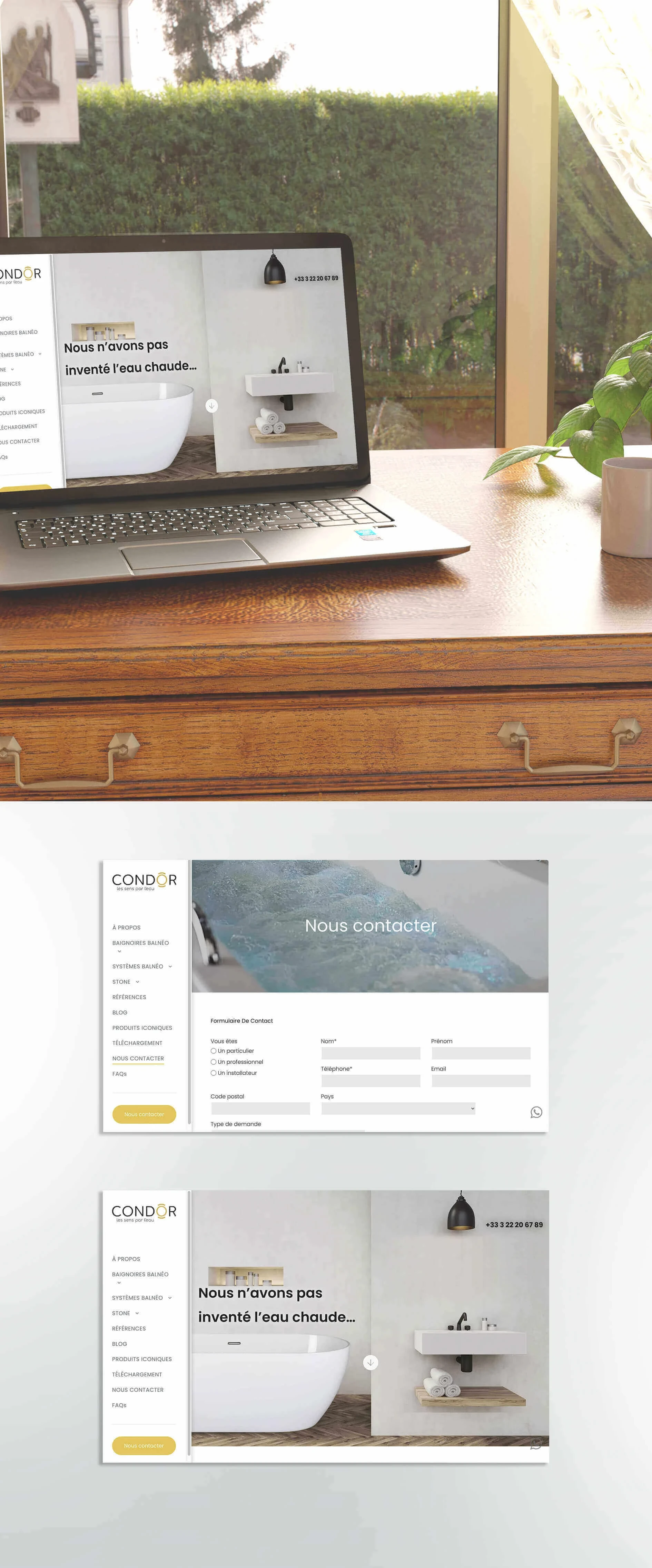 Template website setup for Condor Balneo in France
